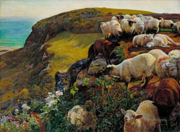 Sheep Shepherd Painting - William Holman Hunt Our English Coasts 1852 sheep